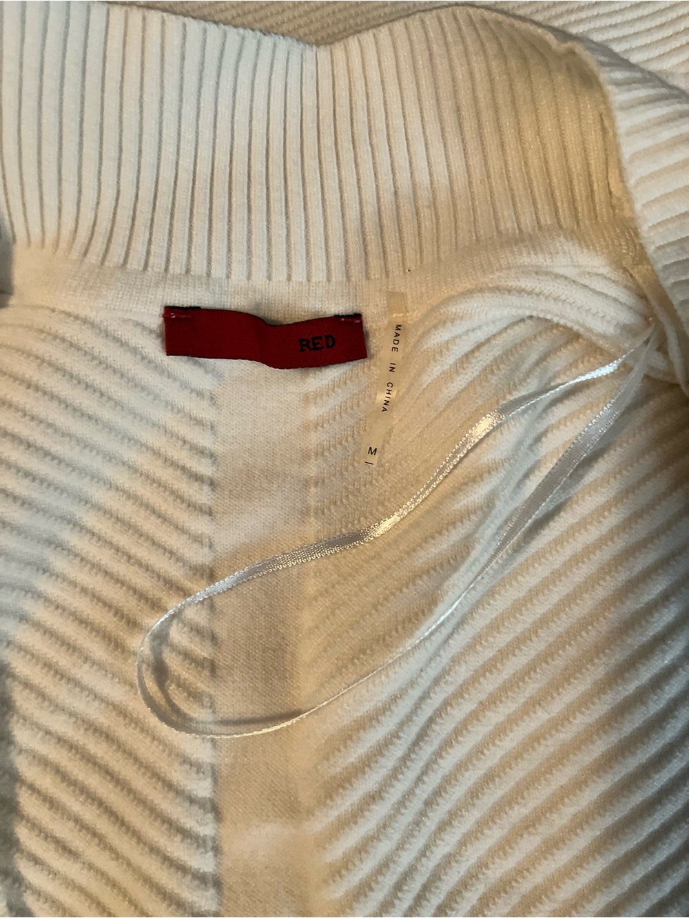 Red Open-Front Ribbed Cardigan - Cream - Picture 2 of 3